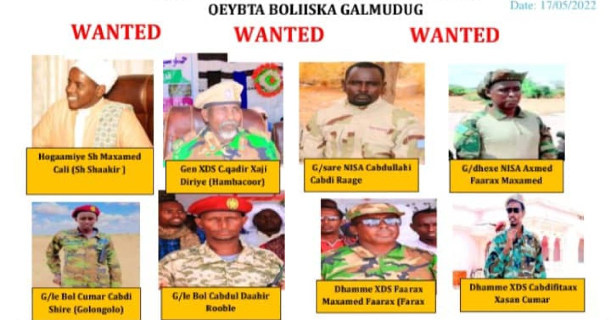 Galmudug oo soo saartay liiska rag Wanted ah oo Sheekh Shaakir uu ku jiro