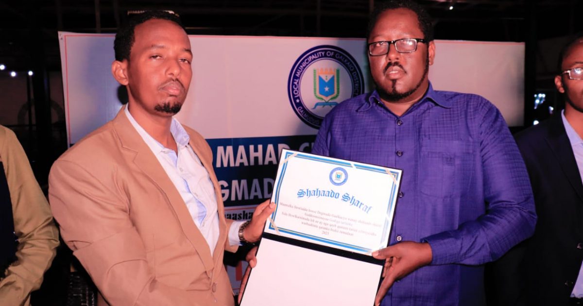 Tartamayaashii Dagmada Gaalkacyo oo shahaado sharaf la guddoosiiyay