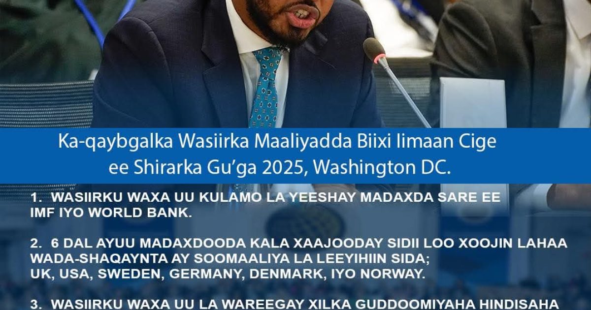 Shirkii xilliga gugga ee IMF iyo Bankiga Adduunka oo la soo gaba-gabeeyay.