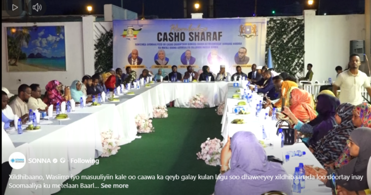 Muqdisho oo lagu qabtay xaflad casho sharaf ah oo lagu taageeraayo xildhibaanada cusub